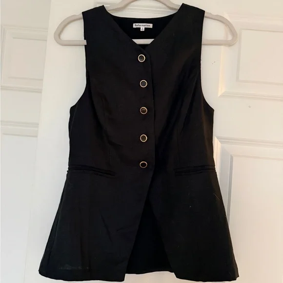 Reformation Black linen Sleeveless Aspen vest - Picture 2 of 5